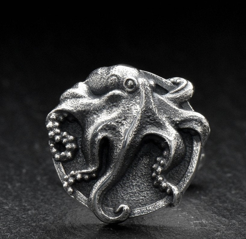 Sterling Silver Octopus Cufflinks: Sea Creature Jewelry Gift (etsy image id: 7181055826)