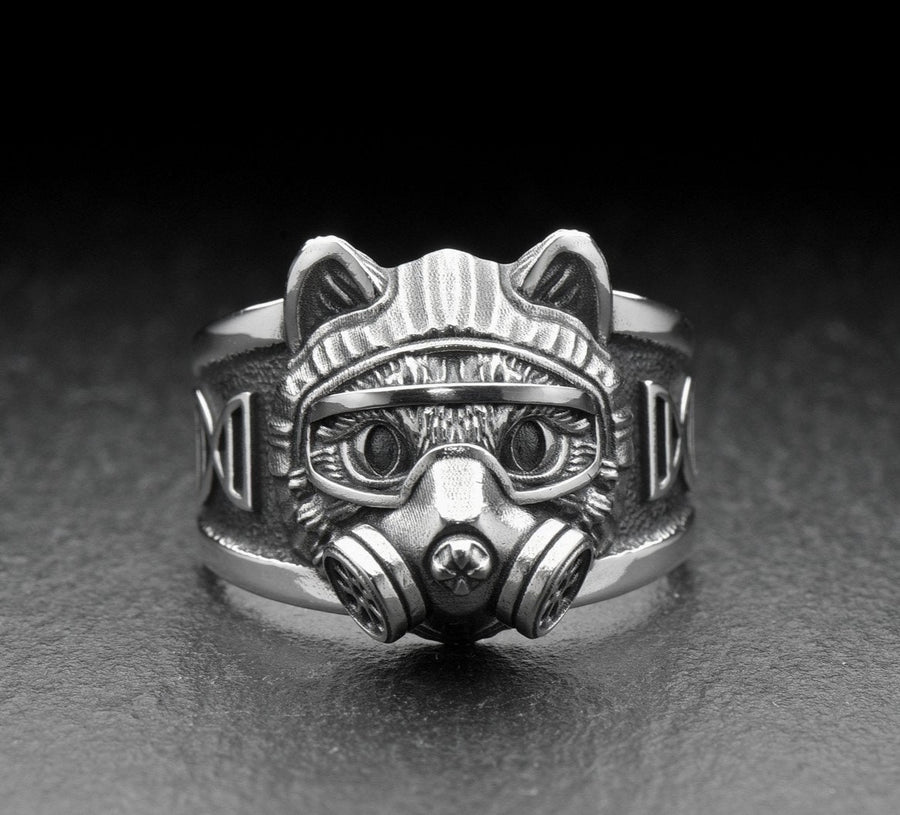Sterling Silver Chemist Cat Ring, Science Jewelry