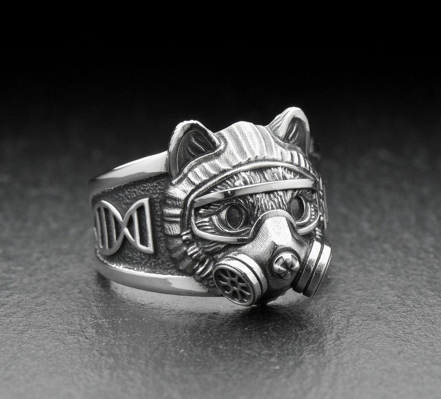 Sterling Silver Chemist Cat Ring, Science Jewelry