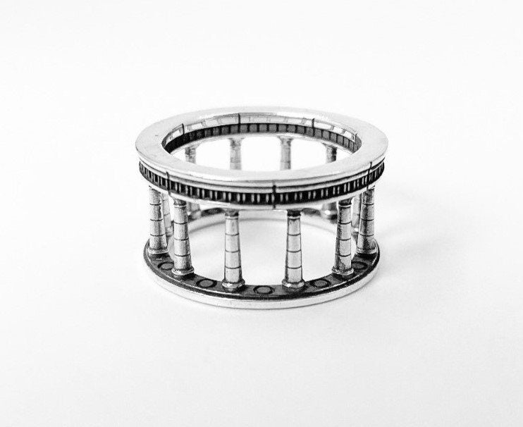 Sterling Silver Column Ring: Handmade Gothic Architecture Jewelry (etsy image id: 5535826380)