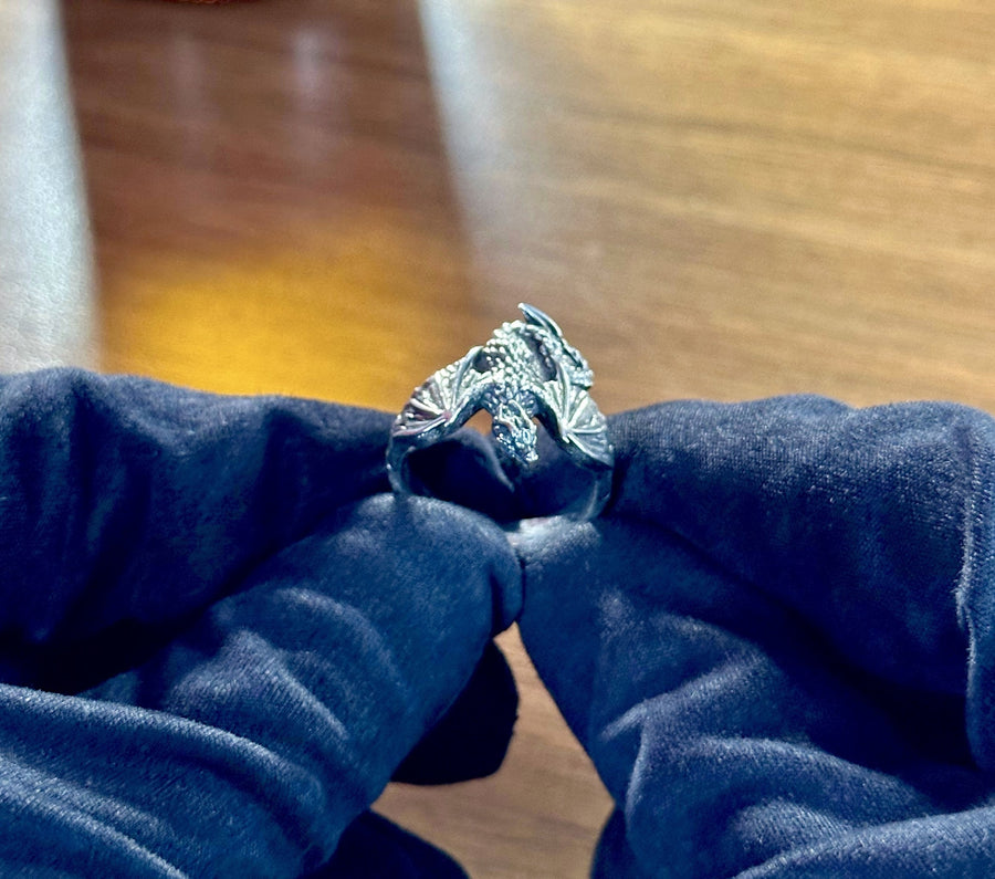 Sterling Silver Soaring Dragon Ring: Handmade Fantasy Jewelry (etsy image id: 5634644497)