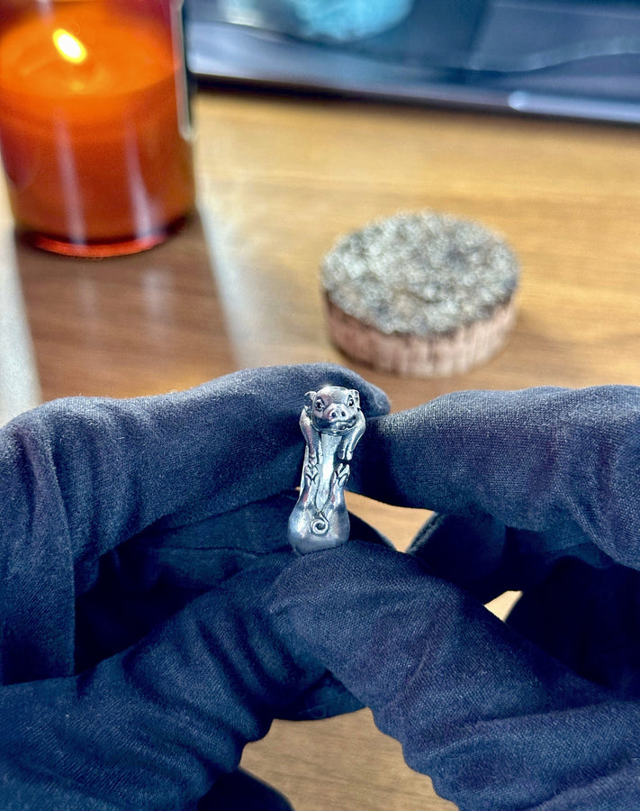 Sterling Silver Mini Pig Ring: Handmade Animal Lover Jewelry (etsy image id: 5634667443)