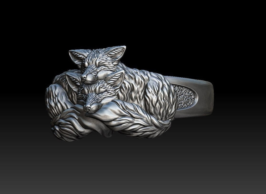 Sterling Silver Fox Cubs Ring: Animal Lover's Jewelry (etsy image id: 5589283650)