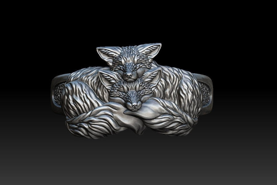 Sterling Silver Fox Cubs Ring: Animal Lover's Jewelry (etsy image id: 5589283650)