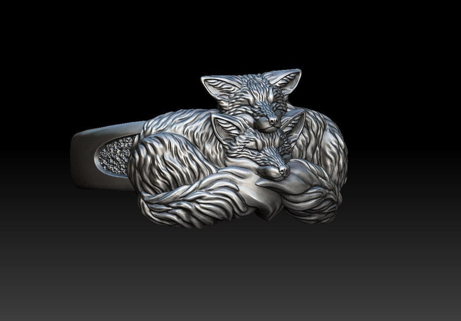 Sterling Silver Fox Cubs Ring: Animal Lover's Jewelry (etsy image id: 5589283650)