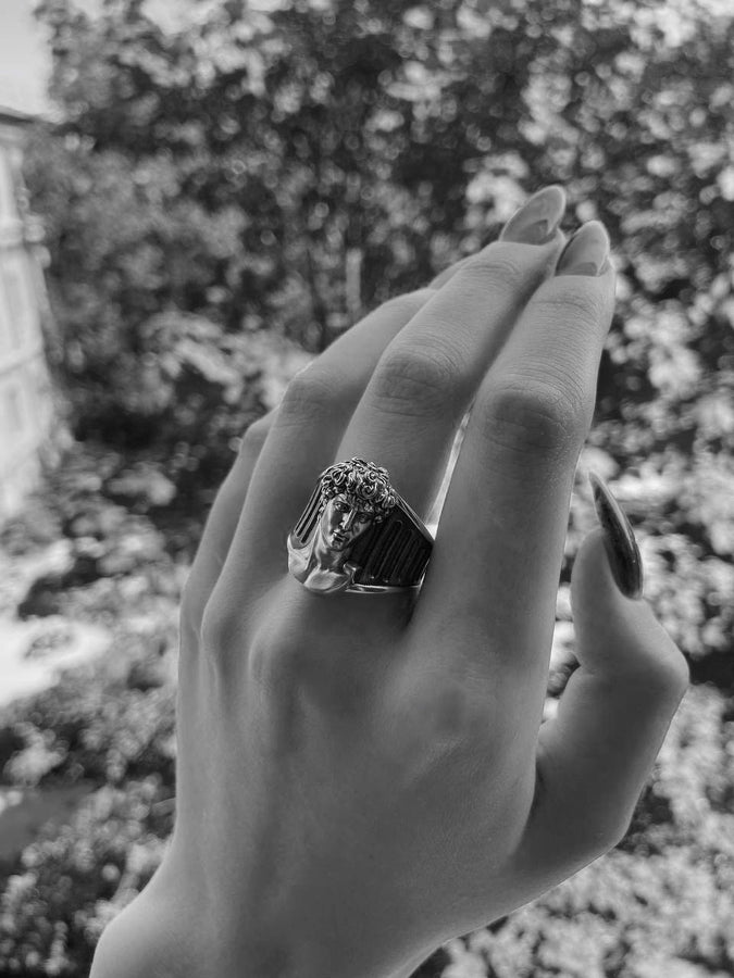 Introducing our stunning Sterling Silver Ring featuring the Head of David, inspired by Michelangelo's iconic sculpture. (etsy image id: 4919259020)