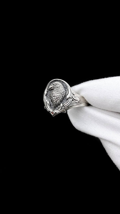 Oxidized Sterling Silver Raven Ring: Gothic Norse Bird Totem (etsy image id: 5544837350)
