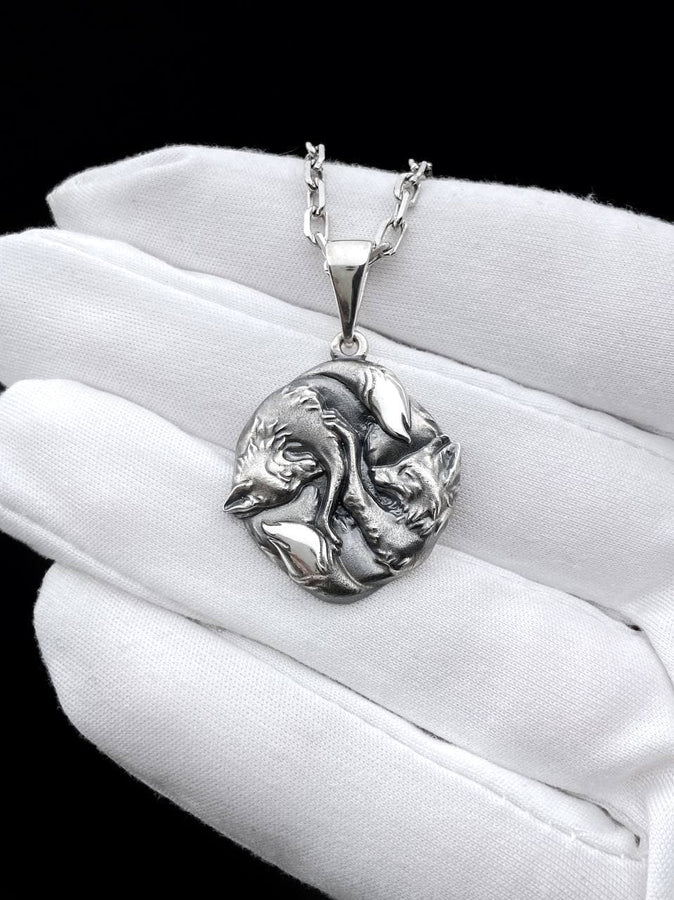 fox art	fuchs pendant	fox necklace	fox pendant	fox jewelry	silver fox pendant (etsy image id: 4250607999)