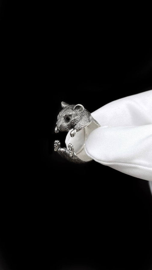 Sterling Silver Hamster Ring: Handmade Animal Jewelry