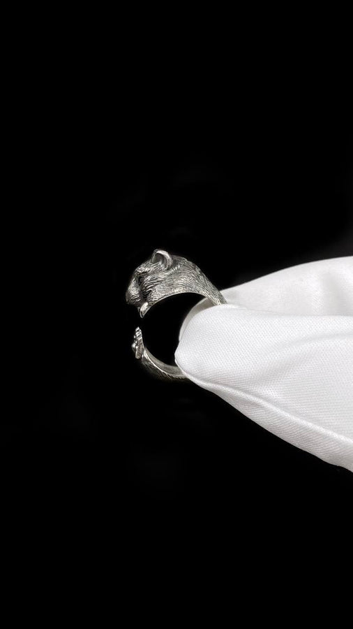 Sterling Silver Hamster Ring: Handmade Animal Jewelry