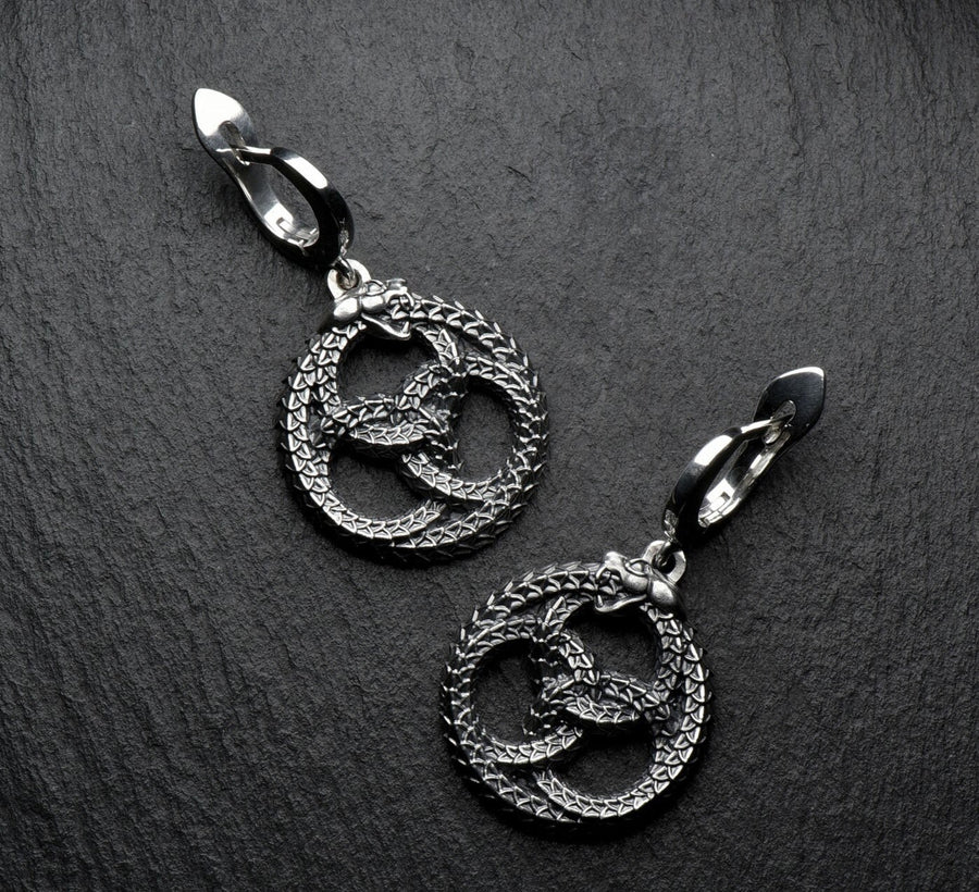 Sterling Silver Ouroboros Dragon Earrings: Mythical Fantasy Jewelry (etsy image id: 7268100267)