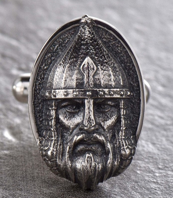 Sterling Silver Warrior Cufflinks: Handmade Medieval Knight Jewelry (etsy image id: 7197912748)