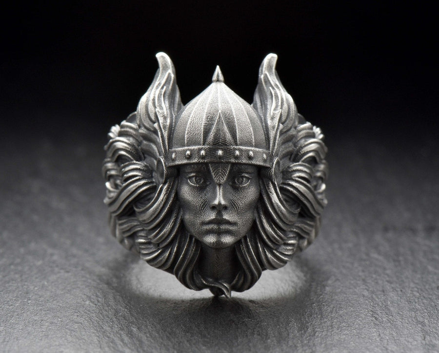 Crafted with care and precision, the Valkyrie Silver Ring is the perfect gift for the Viking warrior in your life. (etsy image id: 7043102433)