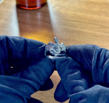 Sterling Silver Soaring Dragon Ring: Handmade Fantasy Jewelry (etsy image id: 5634644497)