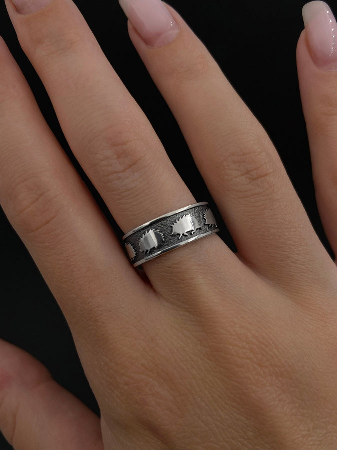 Sterling Silver Hedgehog Ring, Hedgehog Jewelry (etsy image id: 5589308860)