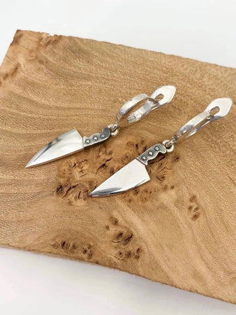 Sterling Silver Knife Earrings: Handmade Horror Halloween Jewelry (etsy image id: 5666693798)