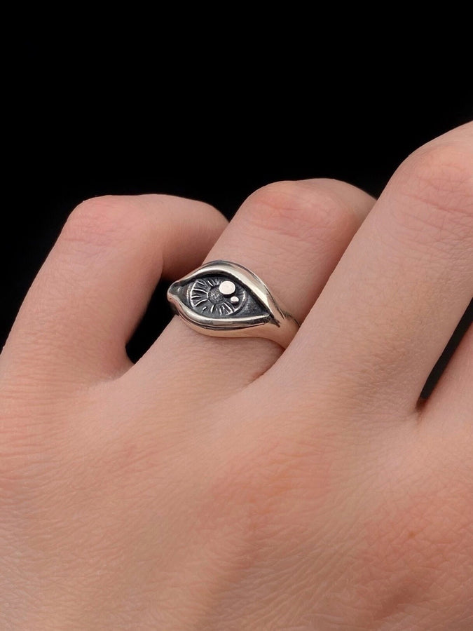 Sterling silver	silver ring	gift for her	gift for him	silver	Silver eye ring	eye ring	eye	eye jewelry	sterling silver ring	evil eye ring	statement ring	evil eye jewelry (etsy image id: 7261079114)