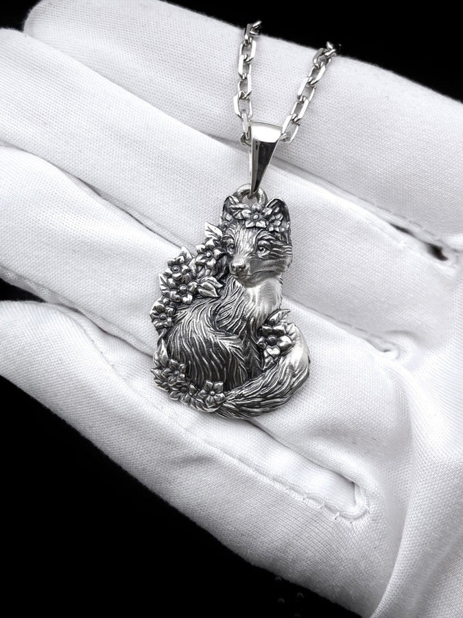 fox art	bague renard	fuchs pendant	fox necklace	fox pendant	fox jewelry	silver fox pendant (etsy image id: 4122580072)