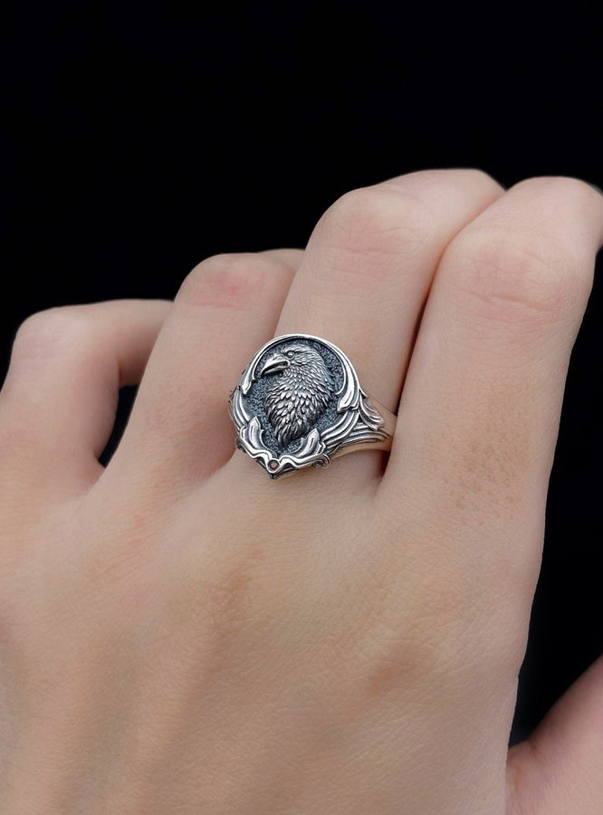 Oxidized Sterling Silver Raven Ring: Gothic Norse Bird Totem (etsy image id: 5544837350)