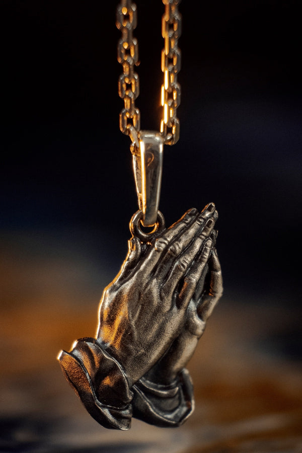 Sterling Silver Praying Hands Pendant: Gothic Religious Necklace (etsy image id: 5961976429)