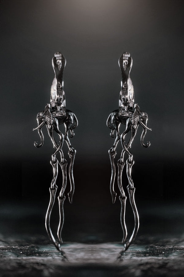 Sterling Silver Dali's Elephants Earrings: Gothic Art Jewelry (etsy image id: 5858902389)
