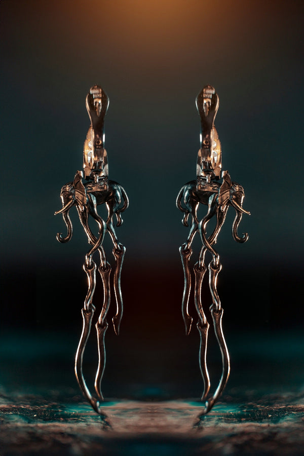 Sterling Silver Dali's Elephants Earrings: Gothic Art Jewelry (etsy image id: 5858902389)