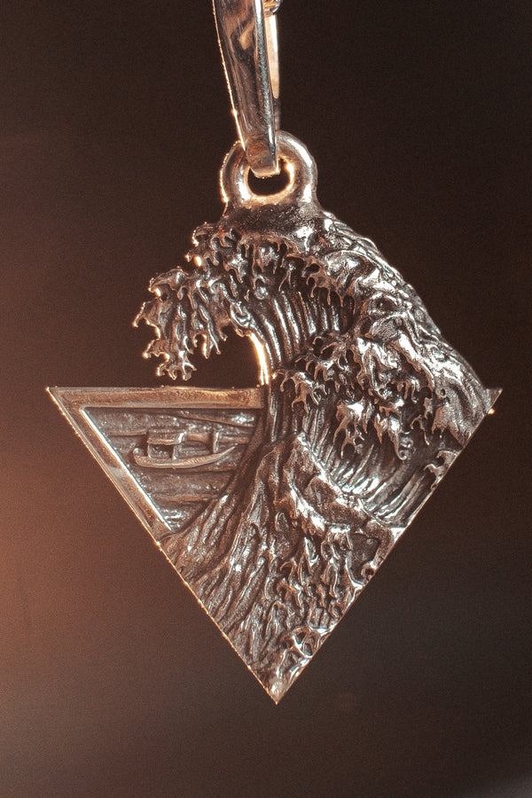 Sterling Silver Great Wave Pendant, Hokusai Art Necklace (etsy image id: 5823071438)