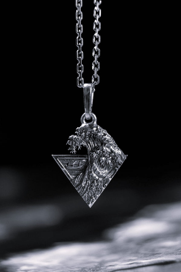 Sterling Silver Great Wave Pendant, Hokusai Art Necklace (etsy image id: 5823071438)