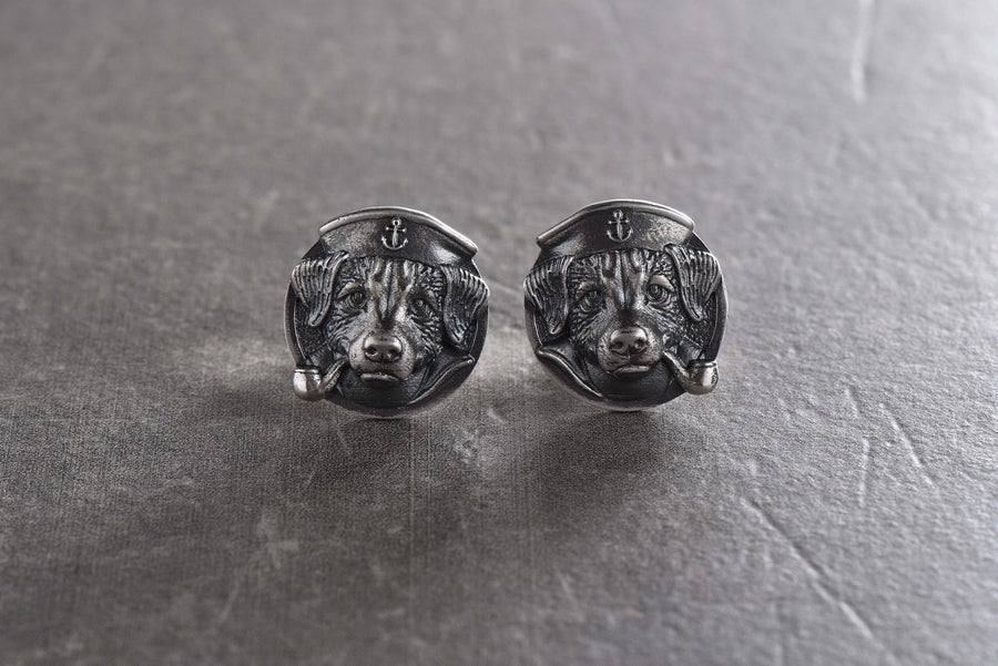 Sterling Silver Sailor Puppy Cufflinks, Dog Cufflinks, Silver Dog Jewelry, Gift for a Sailor, Gift for a Man, Puppy Cufflinks, Silver Gift (etsy image id: 5841007198)