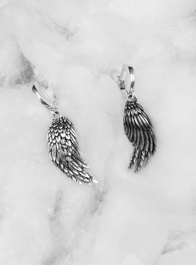Sterling Silver Angel Demon Wing Earrings, Gothic Jewelry (etsy image id: 5856582316)