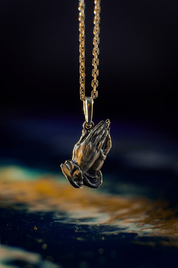 Sterling Silver Praying Hands Pendant: Gothic Religious Necklace (etsy image id: 5961976429)