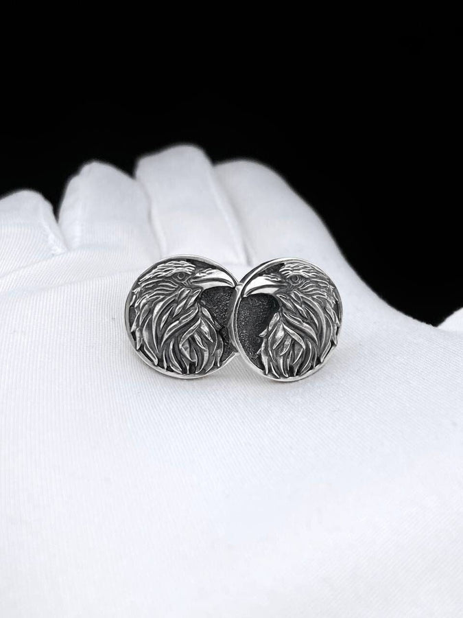 Sterling Silver Raven Cufflinks: Bird Lover Jewelry (etsy image id: 7186681950)