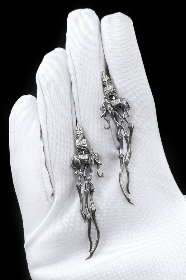 Sterling Silver Dali's Elephants Earrings: Gothic Art Jewelry (etsy image id: 5858902389)