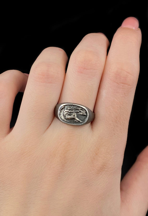 Oxidized Sterling Silver Fallen Angel Ring: Gothic Wearable Art (etsy image id: 7257542070)