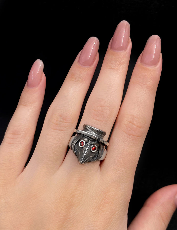 Sterling silver	silver ring	Halloween	Halloween ring	gift for her	gift for him	Plague Doctor
