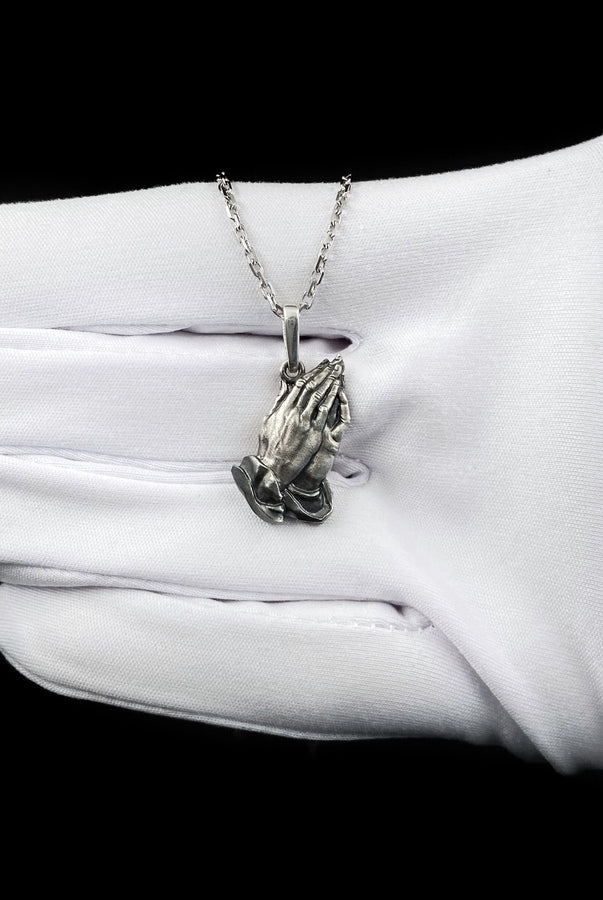 Sterling Silver Praying Hands Pendant: Gothic Religious Necklace (etsy image id: 5961976429)