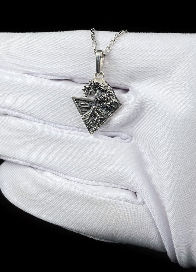 Sterling Silver Great Wave Pendant, Hokusai Art Necklace (etsy image id: 5823071438)