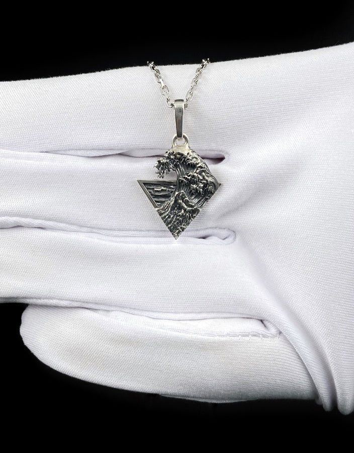 Sterling Silver Great Wave Pendant, Hokusai Art Necklace (etsy image id: 5823071438)
