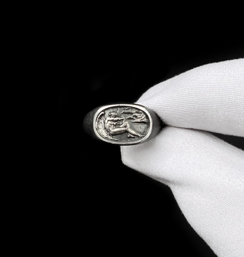 Oxidized Sterling Silver Fallen Angel Ring: Gothic Wearable Art (etsy image id: 7257542070)