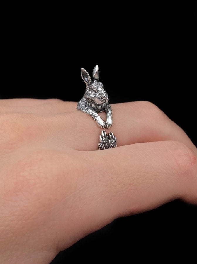 gift	handmade	memorial gift	birthday gift	Ring Hare	Animal Ring	Hare jewelry	Sterling silver	Hare	hare lovers