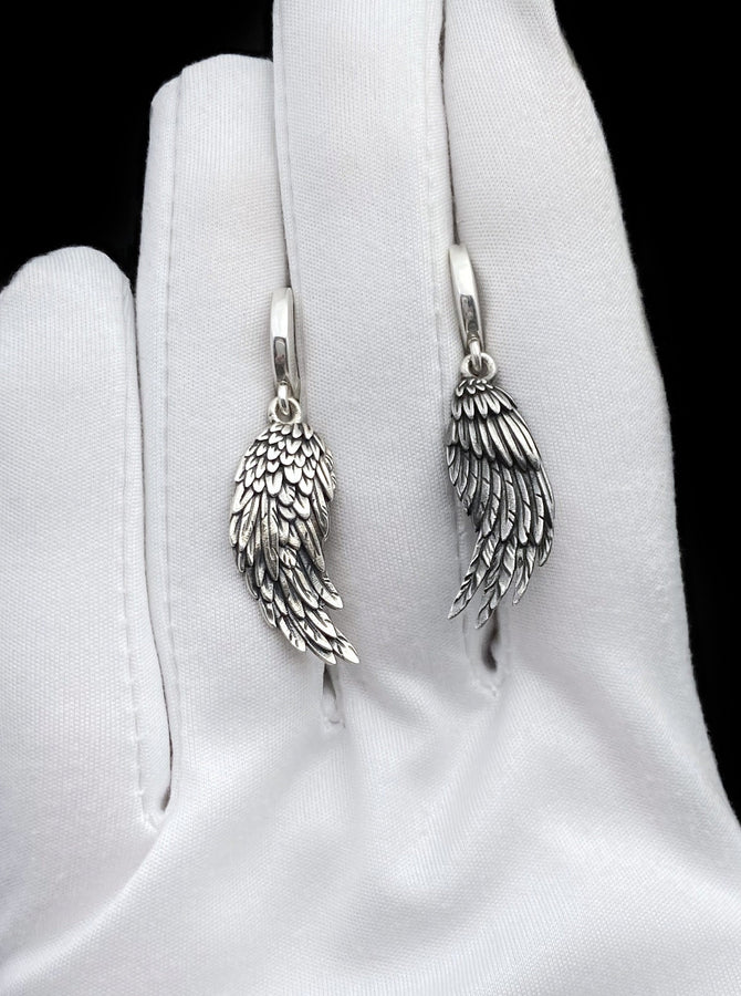 Sterling Silver Angel Demon Wing Earrings, Gothic Jewelry (etsy image id: 5856582316)