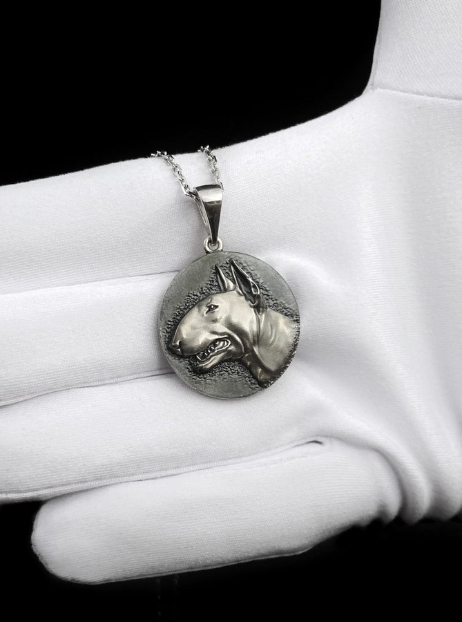 Bull Terrier Silver Pendant – Sterling Dog Head Necklace | Symbol of Strength, Loyalty, and Courage (etsy image id: 7401617975)