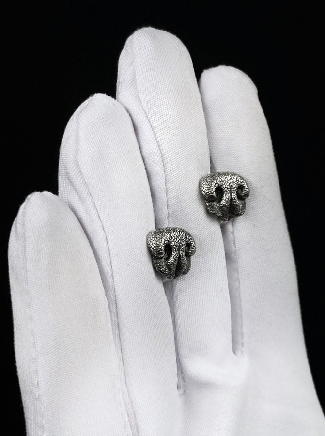 Dog Nose Silver Earrings – Sterling Pet Lover Jewelry | Minimalist Symbol of Loyalty and Love (etsy image id: 7401589381)
