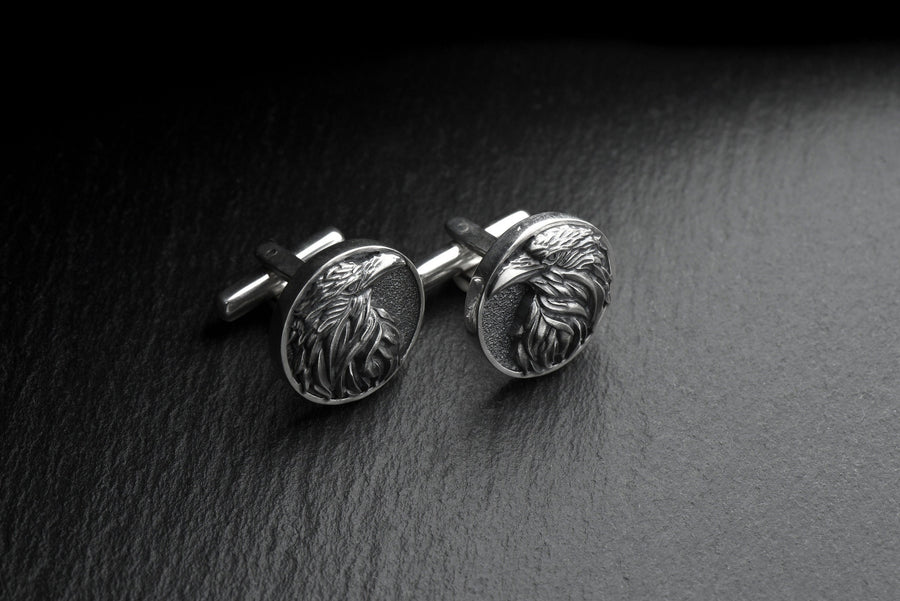 Sterling Silver Raven Cufflinks: Bird Lover Jewelry (etsy image id: 7186681950)