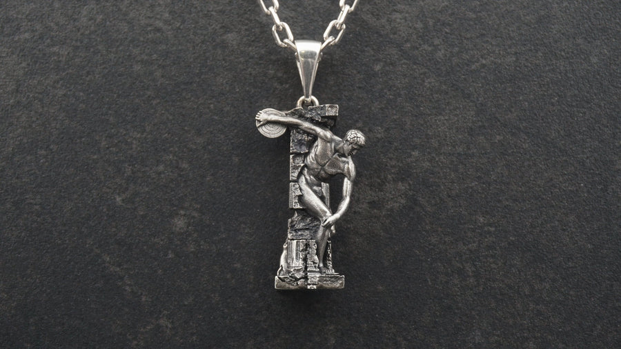 Sterling Silver Discus Pendant: Ancient Greece Athlete Necklace (etsy image id: 6073766827)