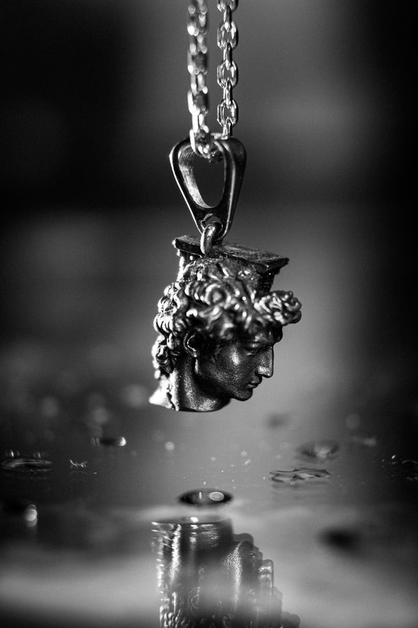 Sterling Silver David Head Pendant: Michelangelo Inspired Renaissance Jewelry (etsy image id: 6030589184)