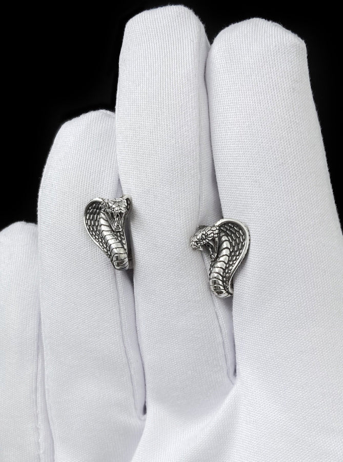 Sterling Silver Cobra Earrings: Handmade Snake Animal Jewelry (etsy image id: 7268167201)