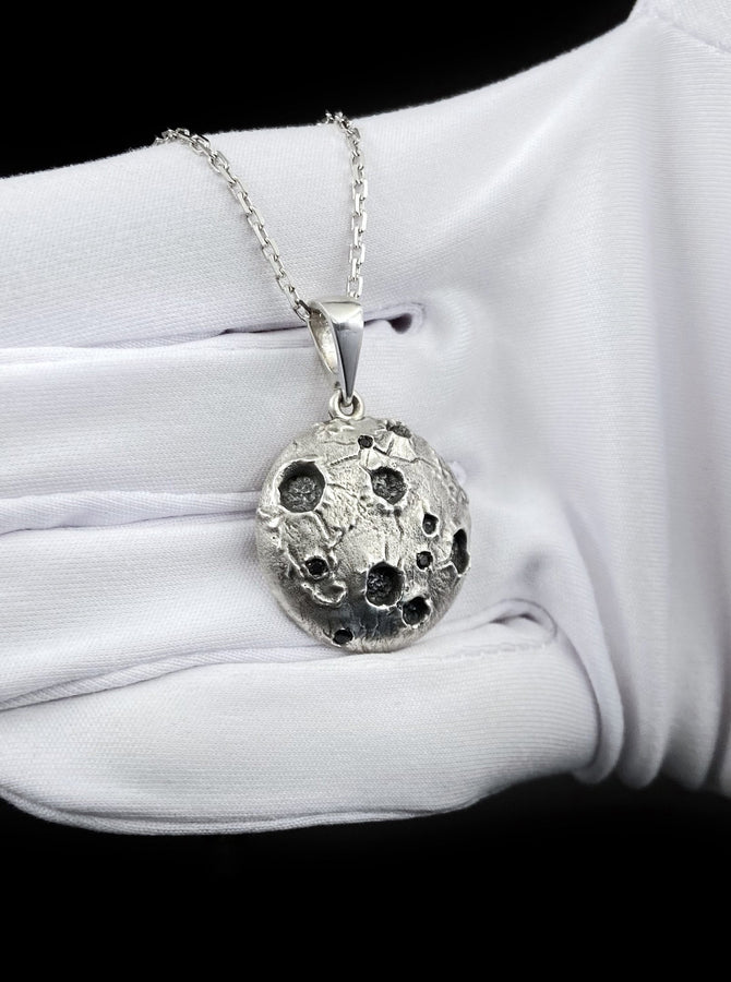 Sterling Silver Moon Pendant: Handmade Space Necklace (etsy image id: 6042247983)