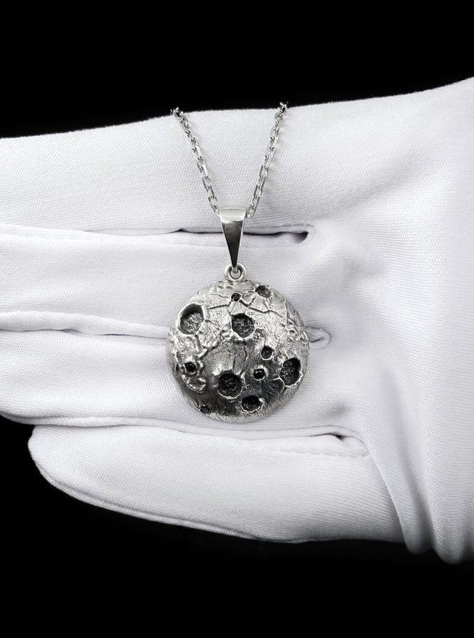 Sterling Silver Moon Pendant: Handmade Space Necklace (etsy image id: 6042247983)