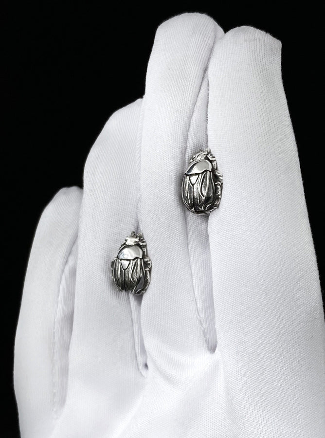 Handmade Sterling Silver Beetle Earrings: Insect Jewelry (etsy image id: 7388555389)